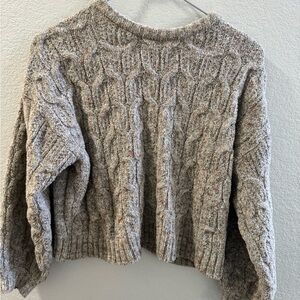Cozy Cable Knit Chenille Cropped Sweater